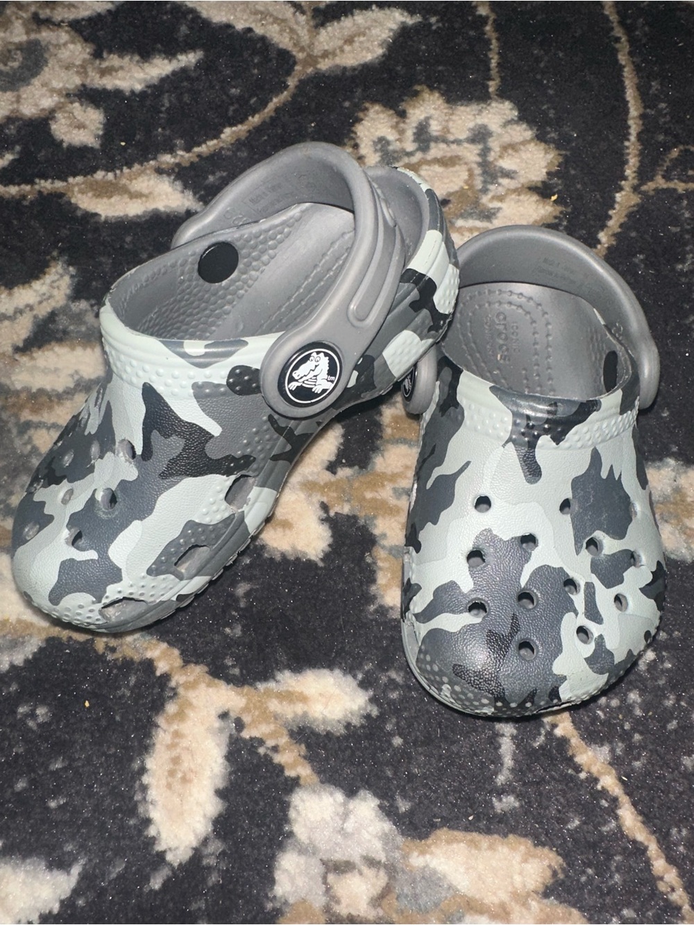 CROCS toddler Camo Classic Clog in Gray and Black